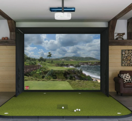 apogee golf simulator with turf and hitting mat